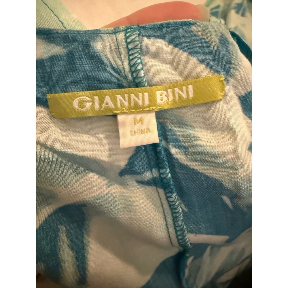 Gianni Bini Tropical Midi Wrap Dress Women Size Medium Aqua Summer Beach Cruise - Picture 15 of 16